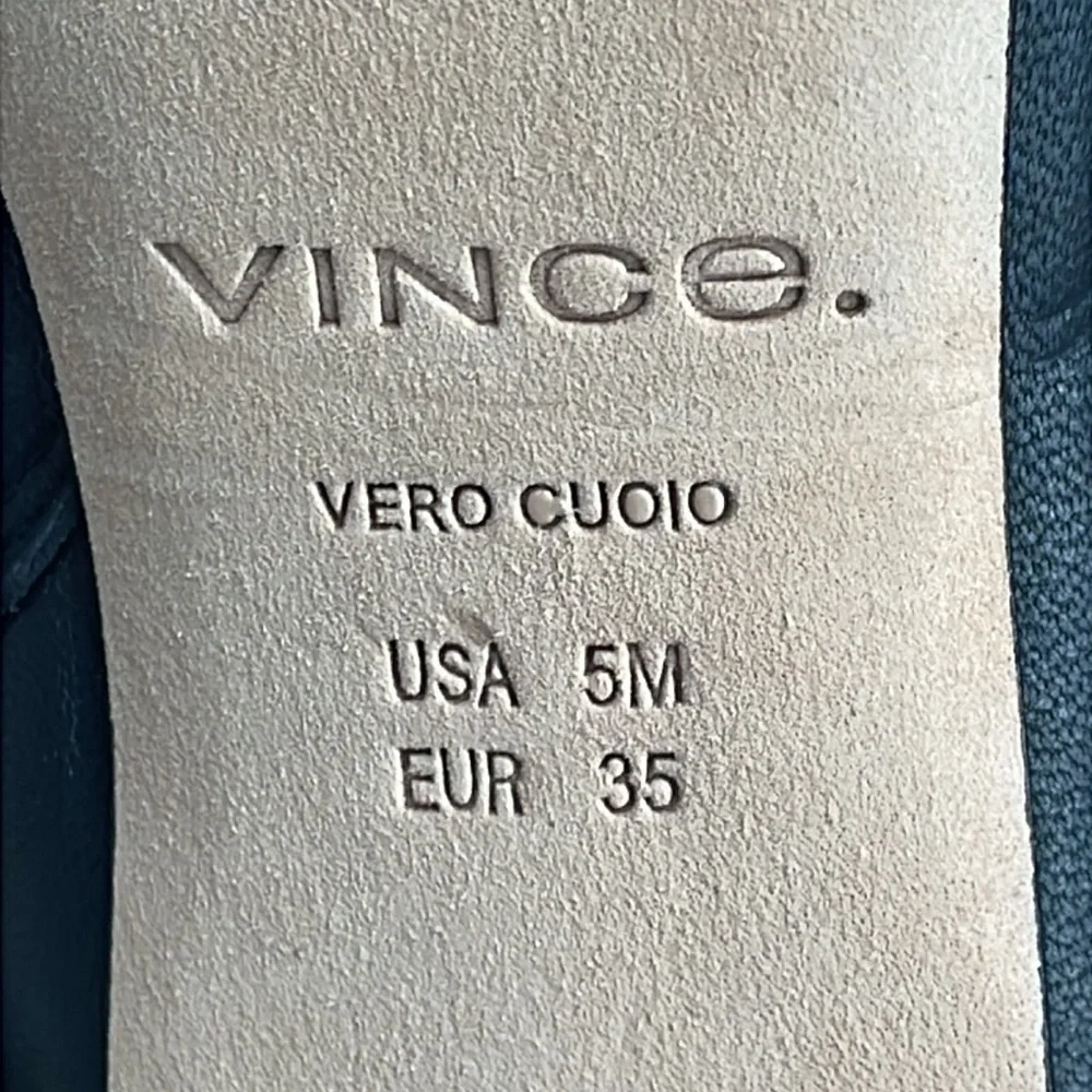 New Vince Floris Leather Boot Mid Calf Black Low Heel Everyday Sz 5